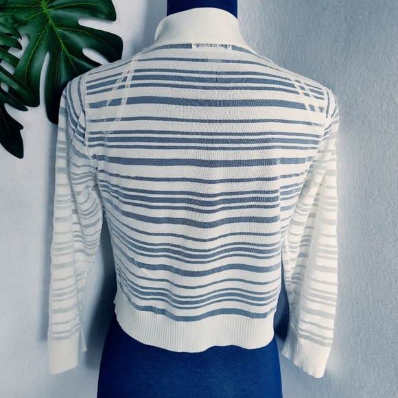 Calvin Klein Crop Sheer Sweater Cardigan - Picture 5 of 7
